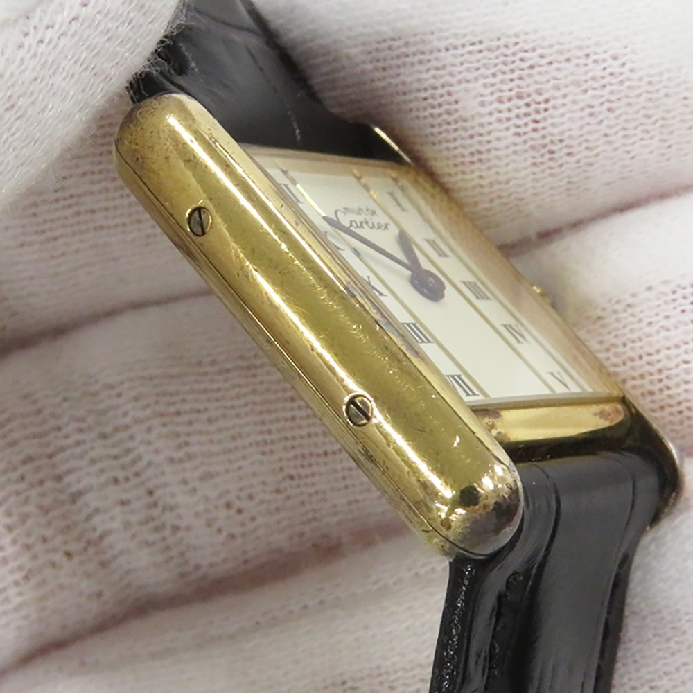 CARTIER Mast Tank SM 28mm 20.5mm SV925/Leather Ivory Dial W1003053