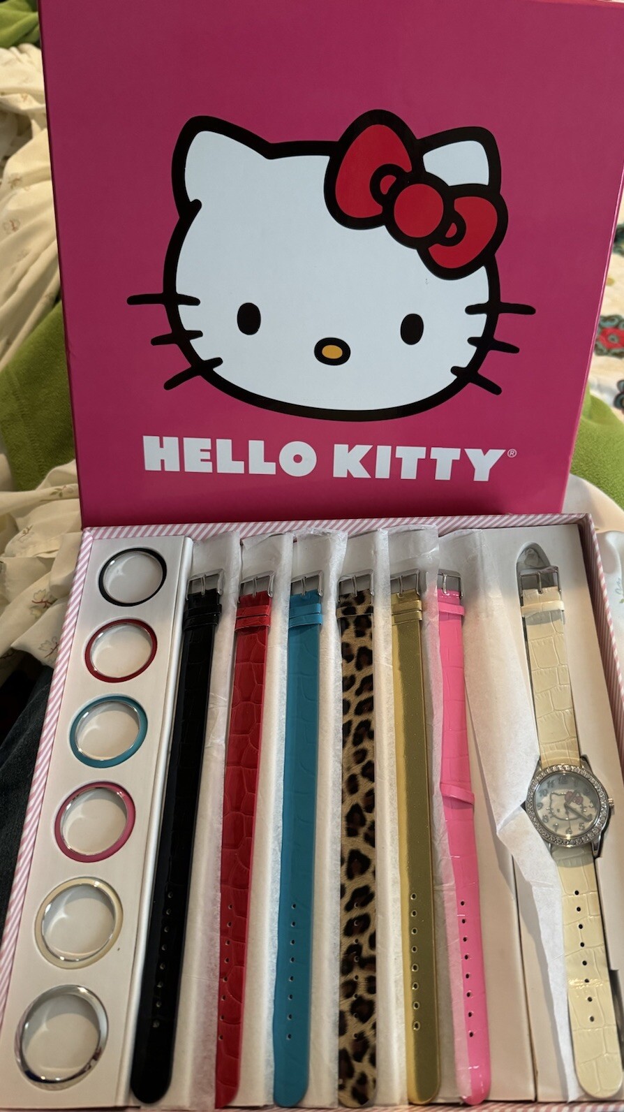 Hello Kitty Watch SET w/ 7 Changeable Watchbands + 7 Bezels Sanrio #3419 *NEW