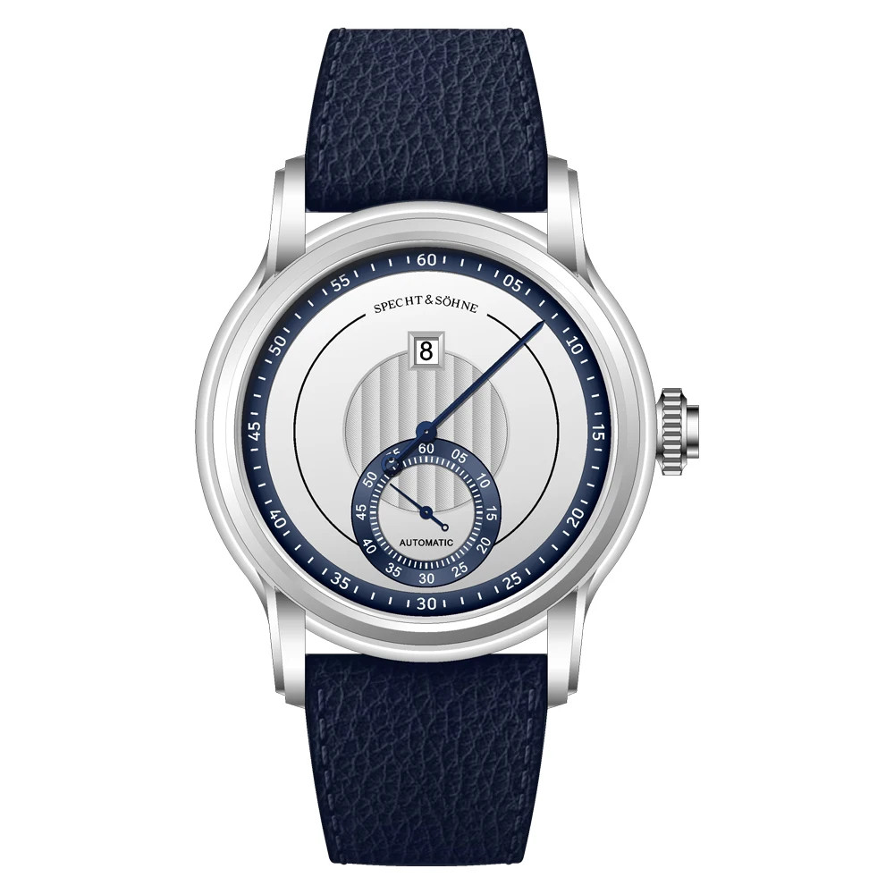 Specht & Söhne Jump Hour Automatic Mechanical Watch Men Sapphire Crystal 39mm
