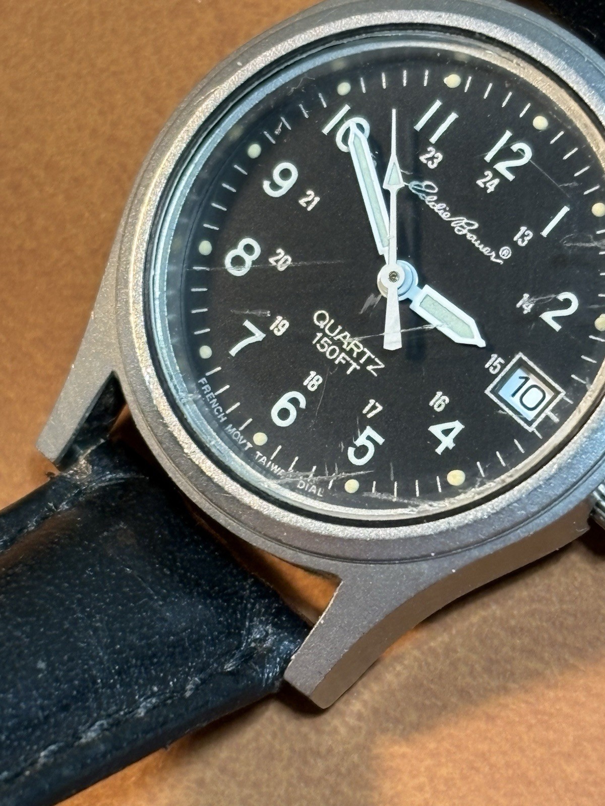 Vintage Eddie Bauer French Movement Women Stainless 26mm Field Watch,Date,Runs