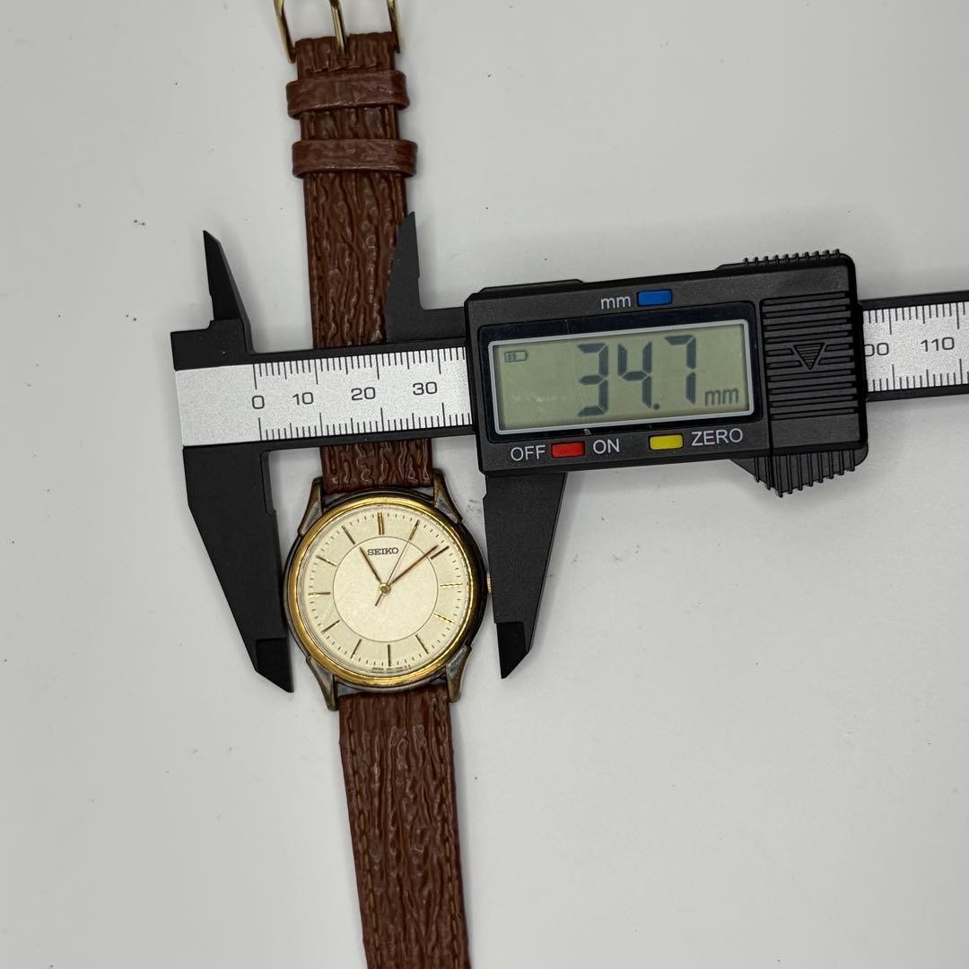 SEIKO 7N01-7140 Quartz Watch White Dial Brown Leather Band From Japan