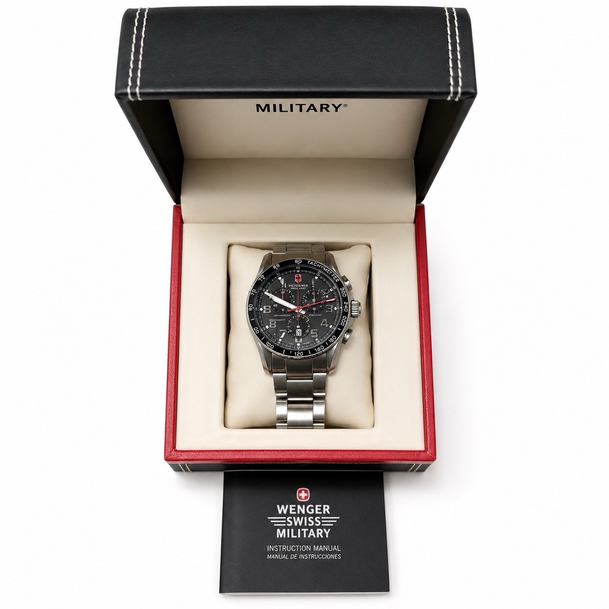 Victorinox Swiss Army Chronograph 241443 Men’s Watch Dial Swiss Box w Book