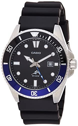 Casio Men’s Stainless Steel Quartz Sport Watch with Resin Strap, Black/Blue