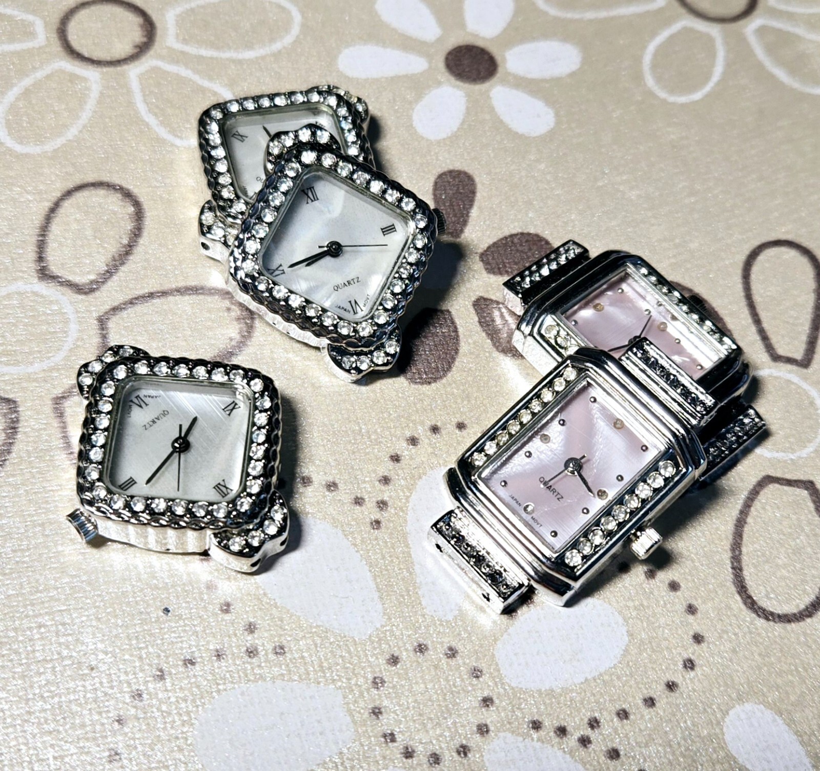 Watch Face for Beading lot of 10 pcs Rhinestone Fancy watch face Silver case