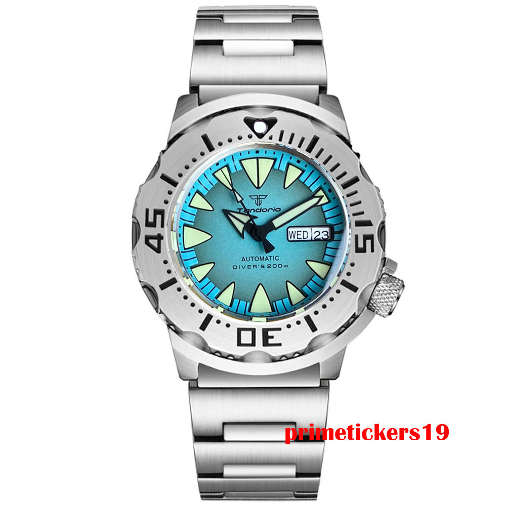 Tandorio NH36 Monster 42mm Automatic Men Watch Sapphire Blue Dial Date Week Lume