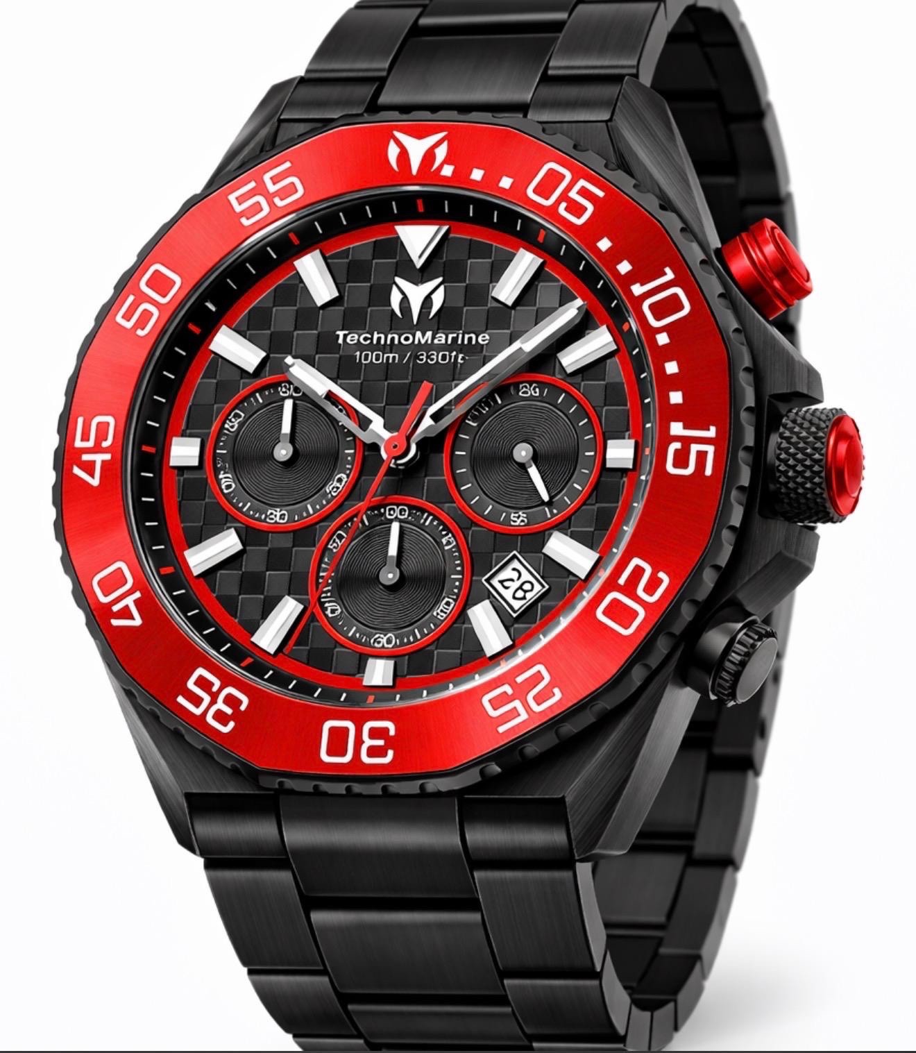 TechnoMarine Racing Legends Men’s 44.2mm Chronograph Quartz 100m Red Bezel Box