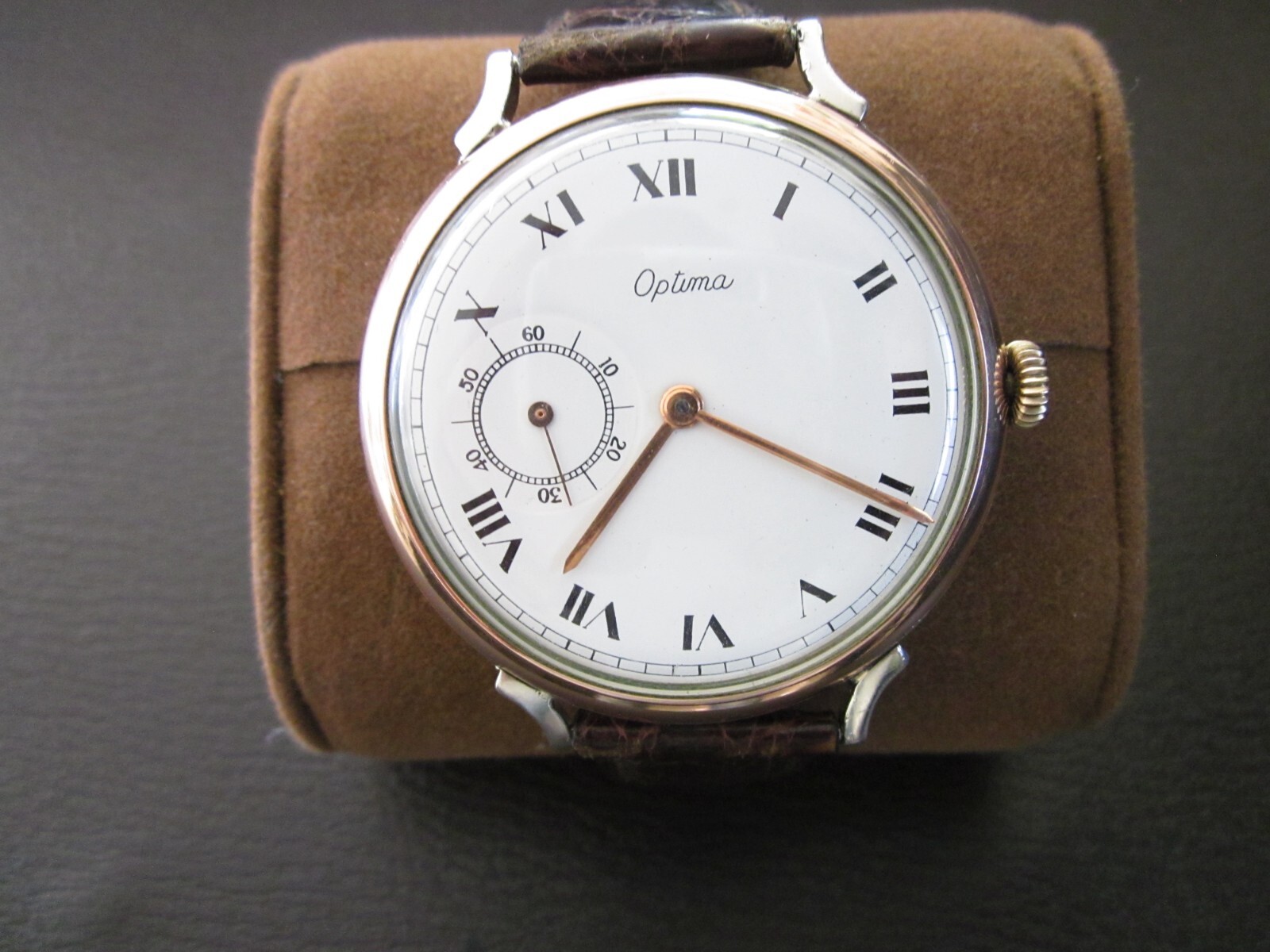 VINTAGE OPTIMA OVERSIZED 2 INCHES CLASSIC DRESS MEN WRIST WATCH RARE