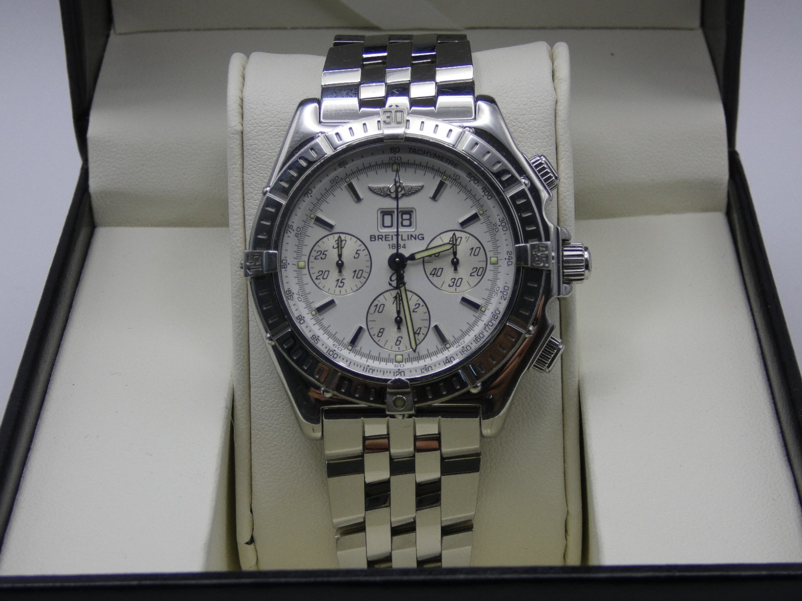 BREITLING CROSSWIND SPECIAL SS 44MM BEAUTIFUL WHITE DIAL MENS WATCH A44355