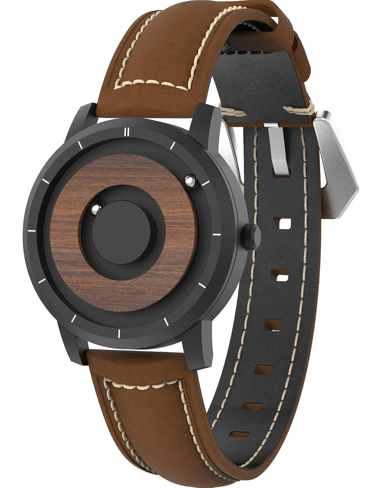 EUTOUR 40mm Wooden Analog Quartz Watch 3ATM Waterproof for Men