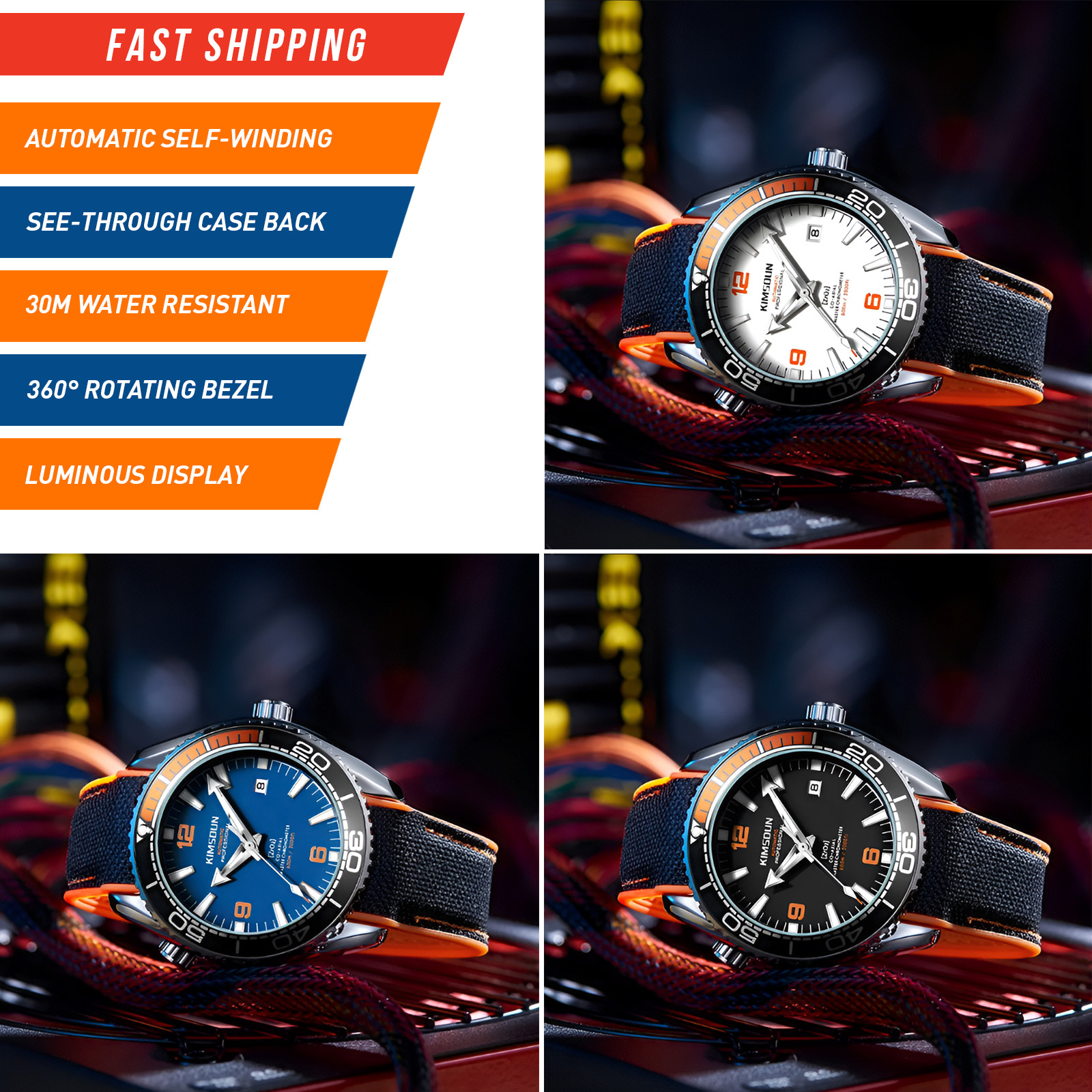 Automatic Mens Military Sport Watch Analog Luminous 30m Waterproof Casual Watch