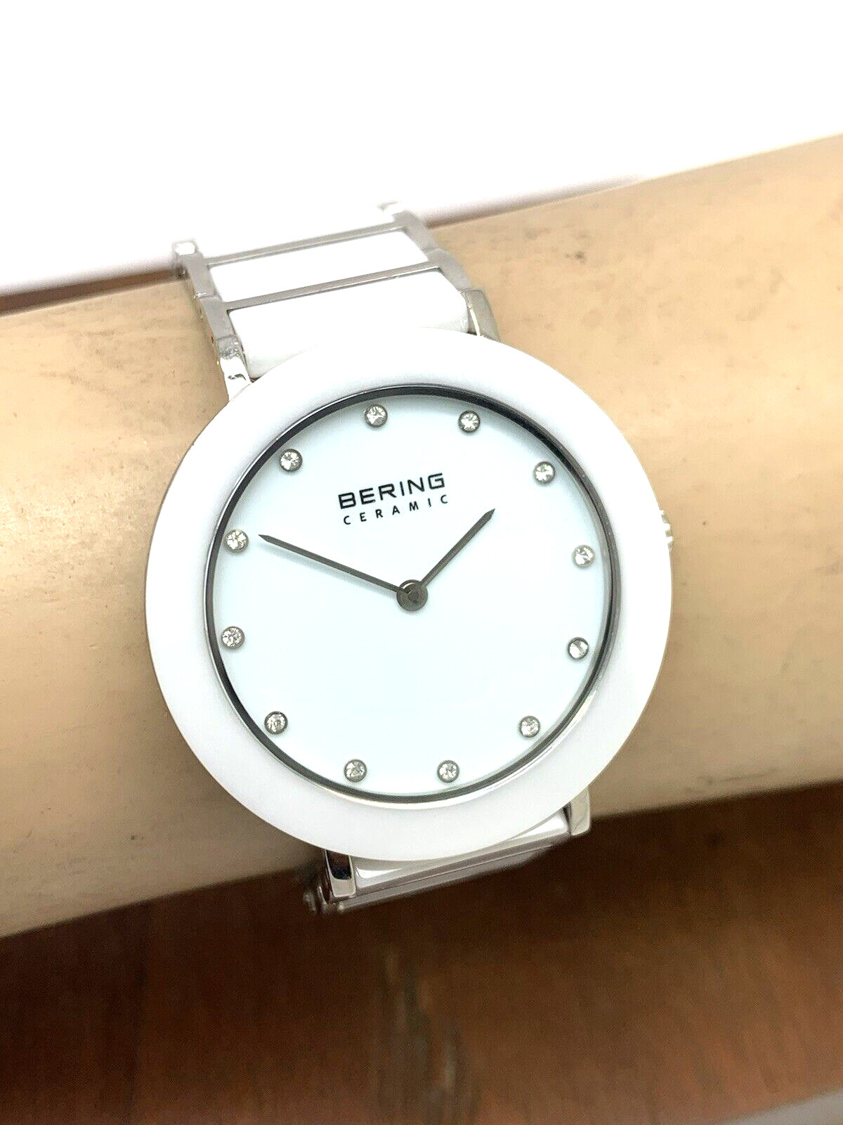 Bering Women’s Watch 11435-754 Quartz White Dial Ceramic Silver Steel Band 34mm