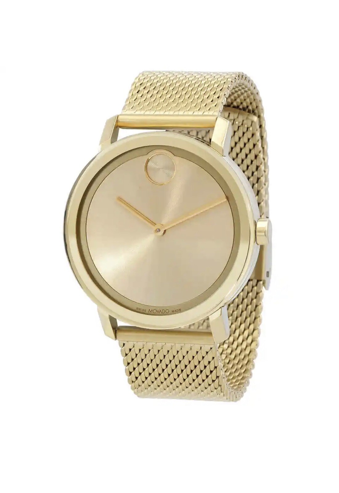 Brand New Movado Bold Evolution Men’s Gold Dial Gold Mesh Band Watch 3600791