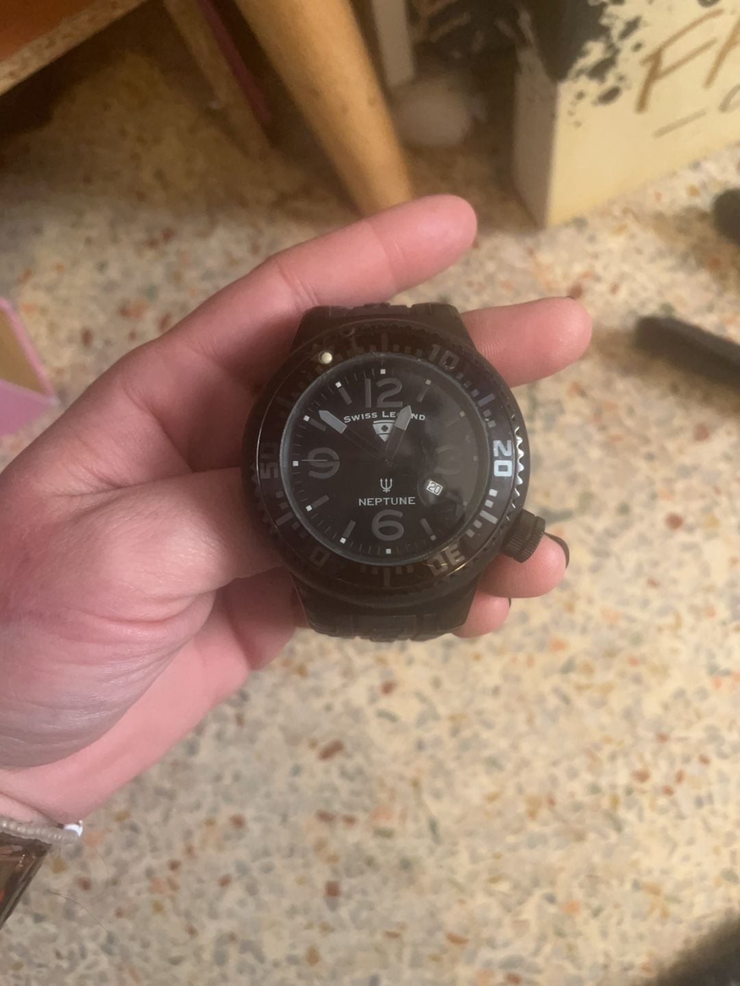 Swiss Legend Neptune 211087200 Black Silicone Dive Watch