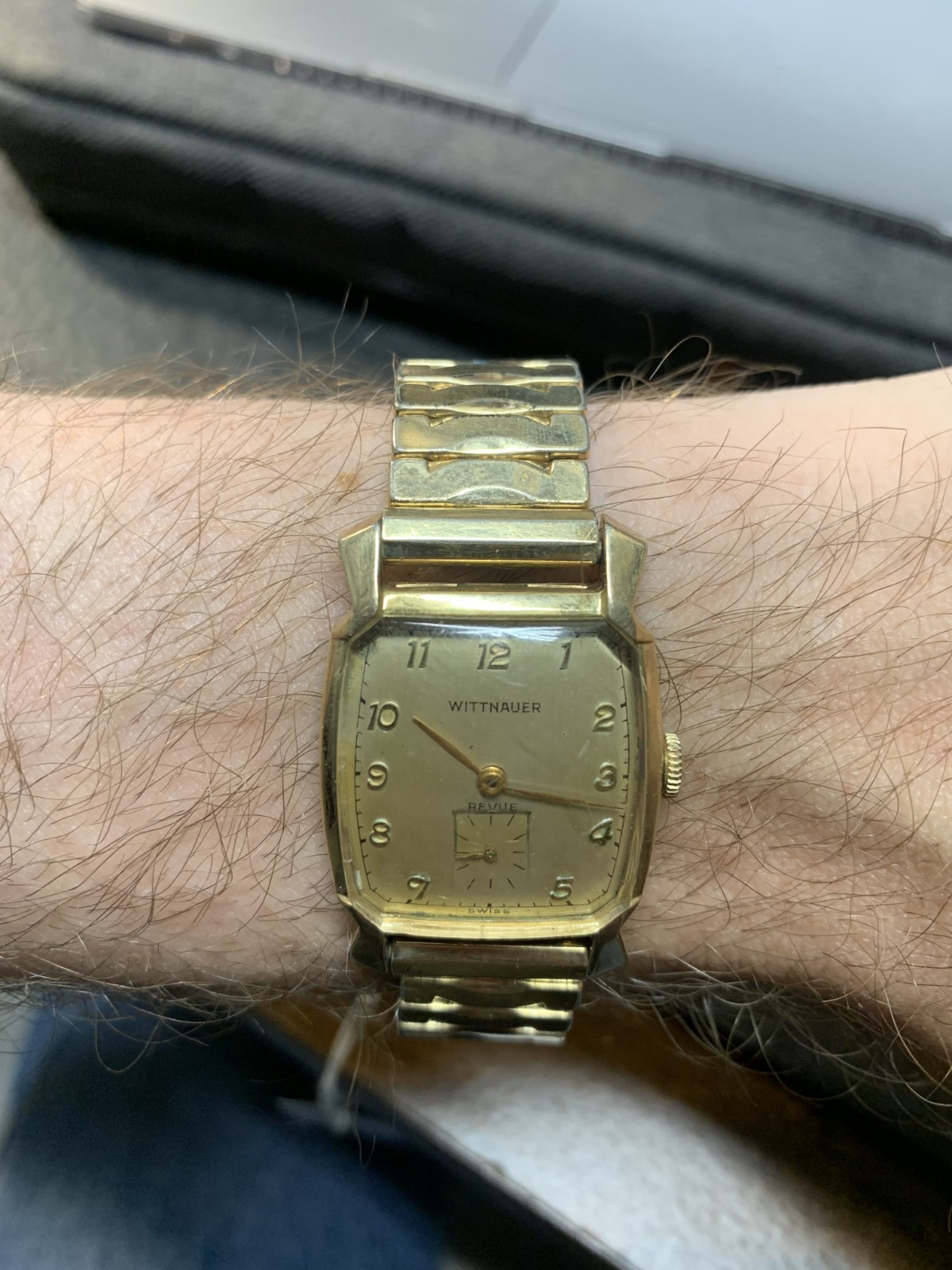 Vintage 1950s Wittnauer Revue Gold Filled Mechanical Wristwatch Runs