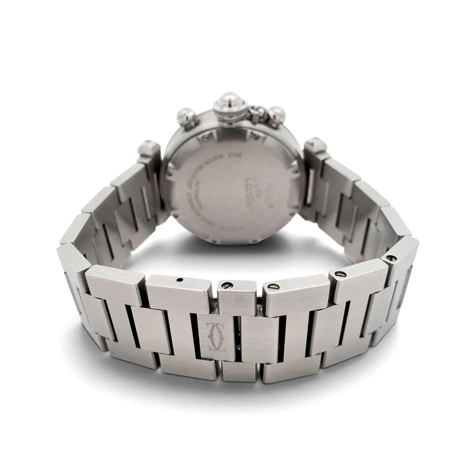 Cartier Pasha C 36mm Silver Panda Dial Chronograph Steel 2412 W31048M7 Watch