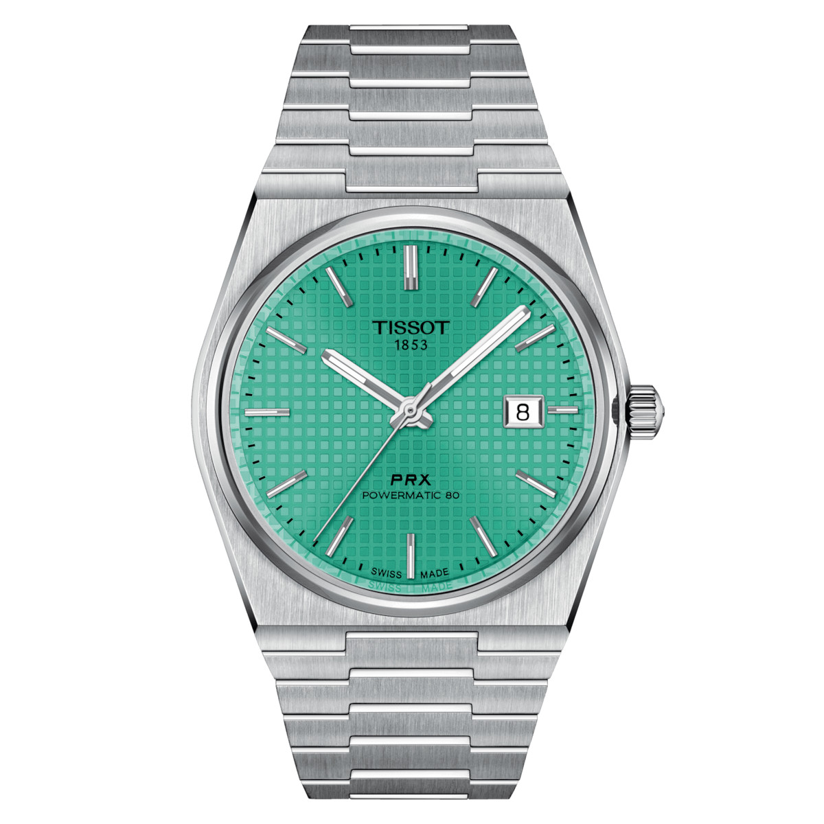 TISSOT PRX POWERMATIC 40 MM STAINLESS STEEL TEAL DIAL WATCH – T137.407.11.091.01