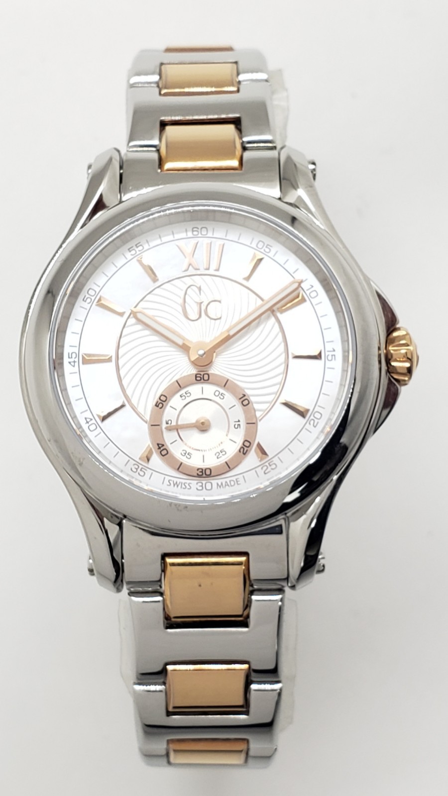 Guess Collection 2Tone Silver & Rose Gold 35 mm MOP Dial Women’s Watch Y98003L1S
