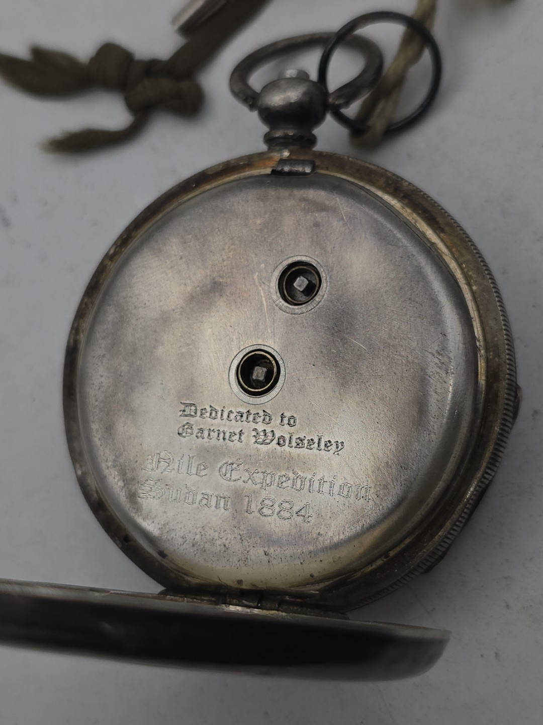 Nile Expedition Sudan 1884 antique sterling sil. pocket watch to Garnet Wolseley