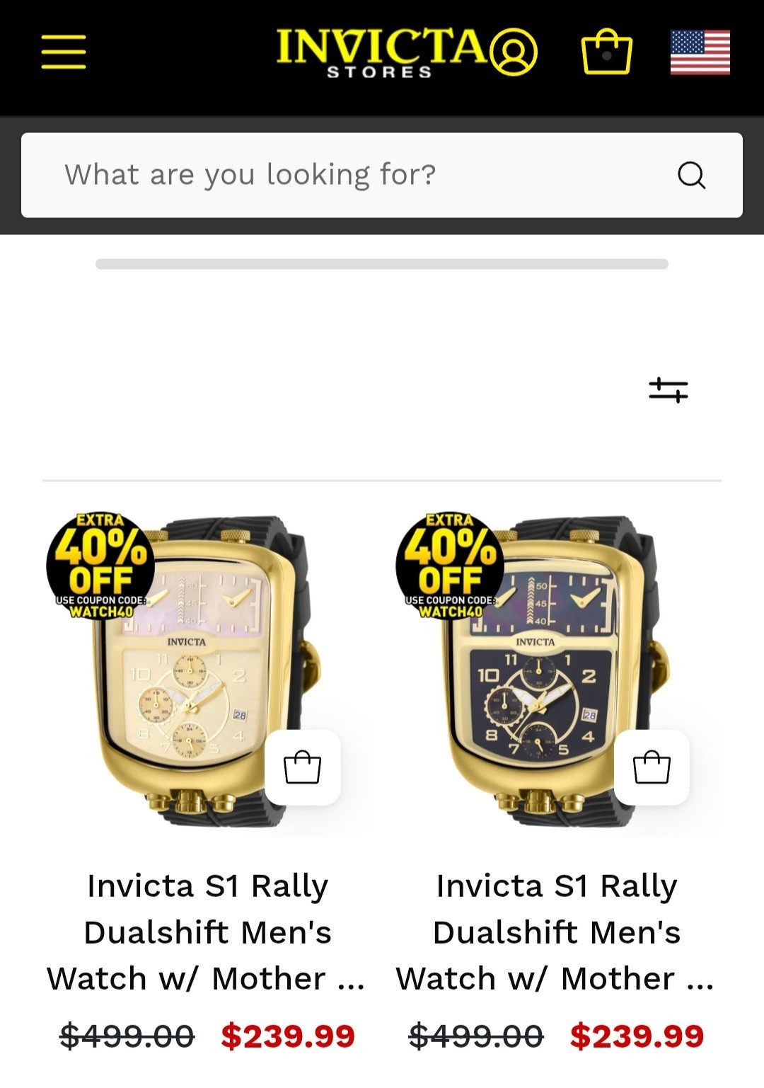 Invicta S1 Rally Dualshift Men’s Watch w/ MOP Dial – 42mm 49634 Gold New