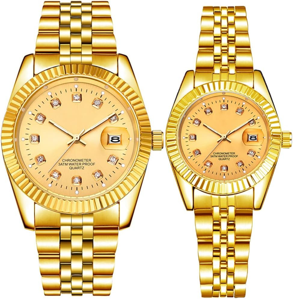 Couple Watches Gifts for Men Women Gold Watch Fashion His and Hers Watches Sets