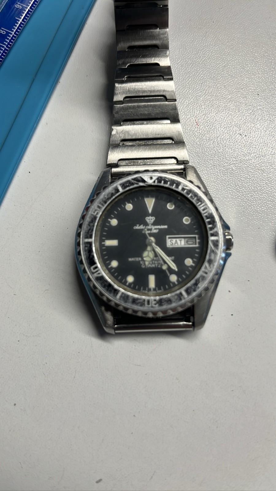 Jules Jurgensen Mens Diver Quartz Day Date Watch Steel