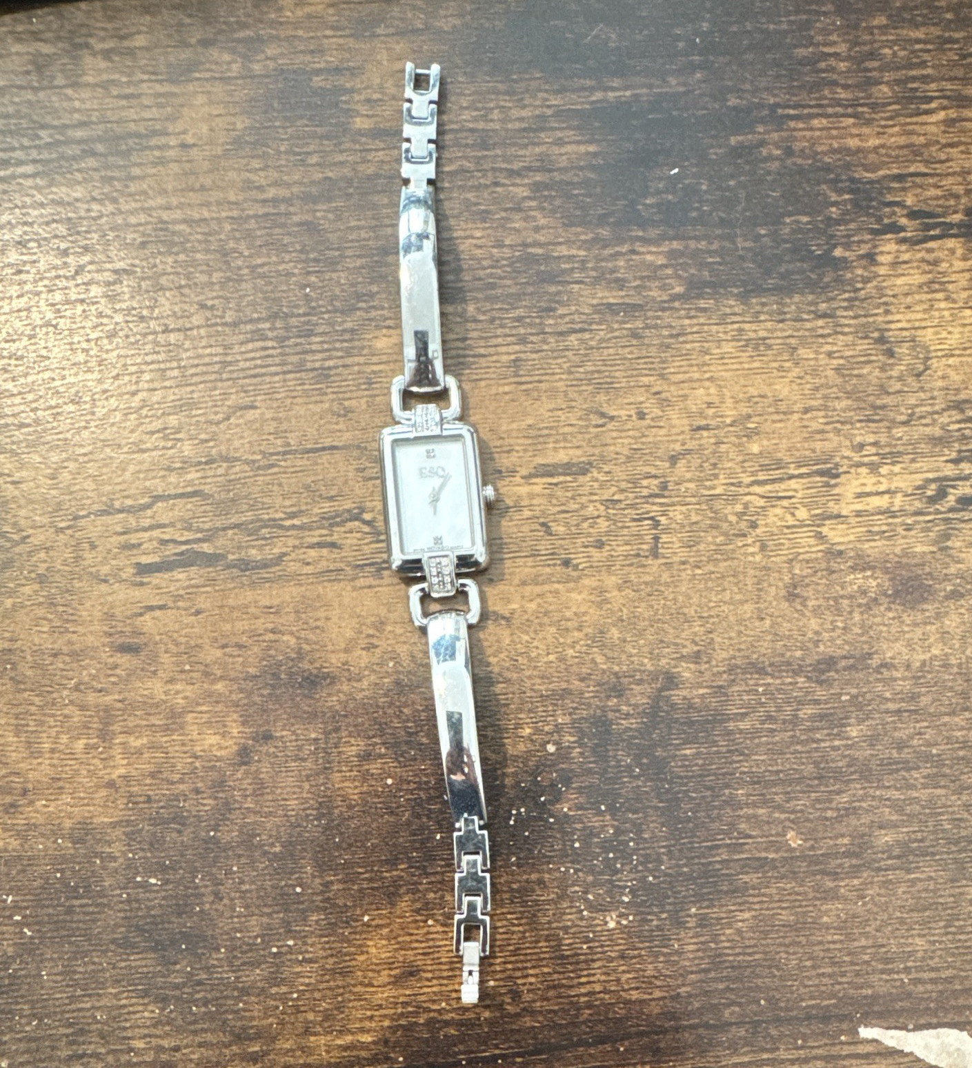 ESQ by Movado Women’s Rectangle Swiss Quartz Watch Silver Steel Bracelet 30m