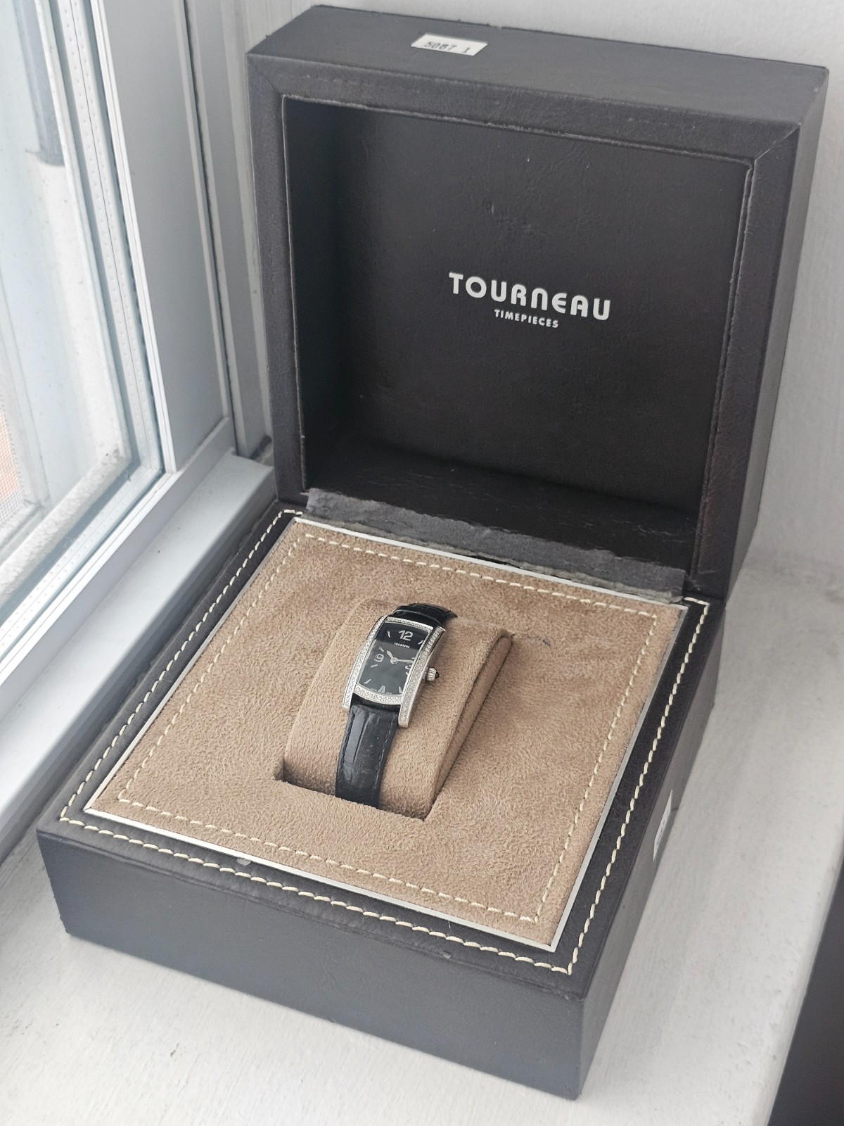 TOURNEAU Diamond Bezel Swiss Ladies Watch 20 x 29mm Ref 34005-A-Blk Quartz w/Box