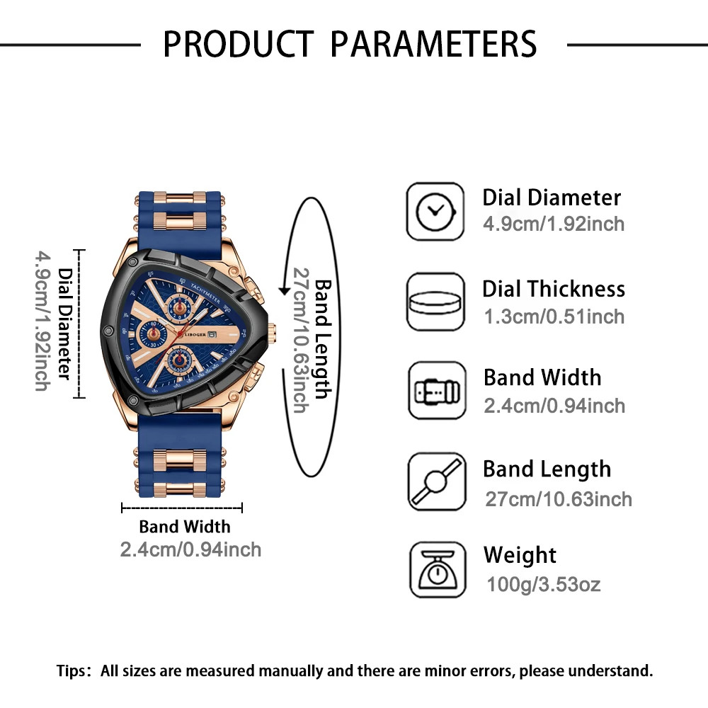 Men’s Watch Luxury Quartz Sport Waterproof Chronograph Auto Date Silicone Strap