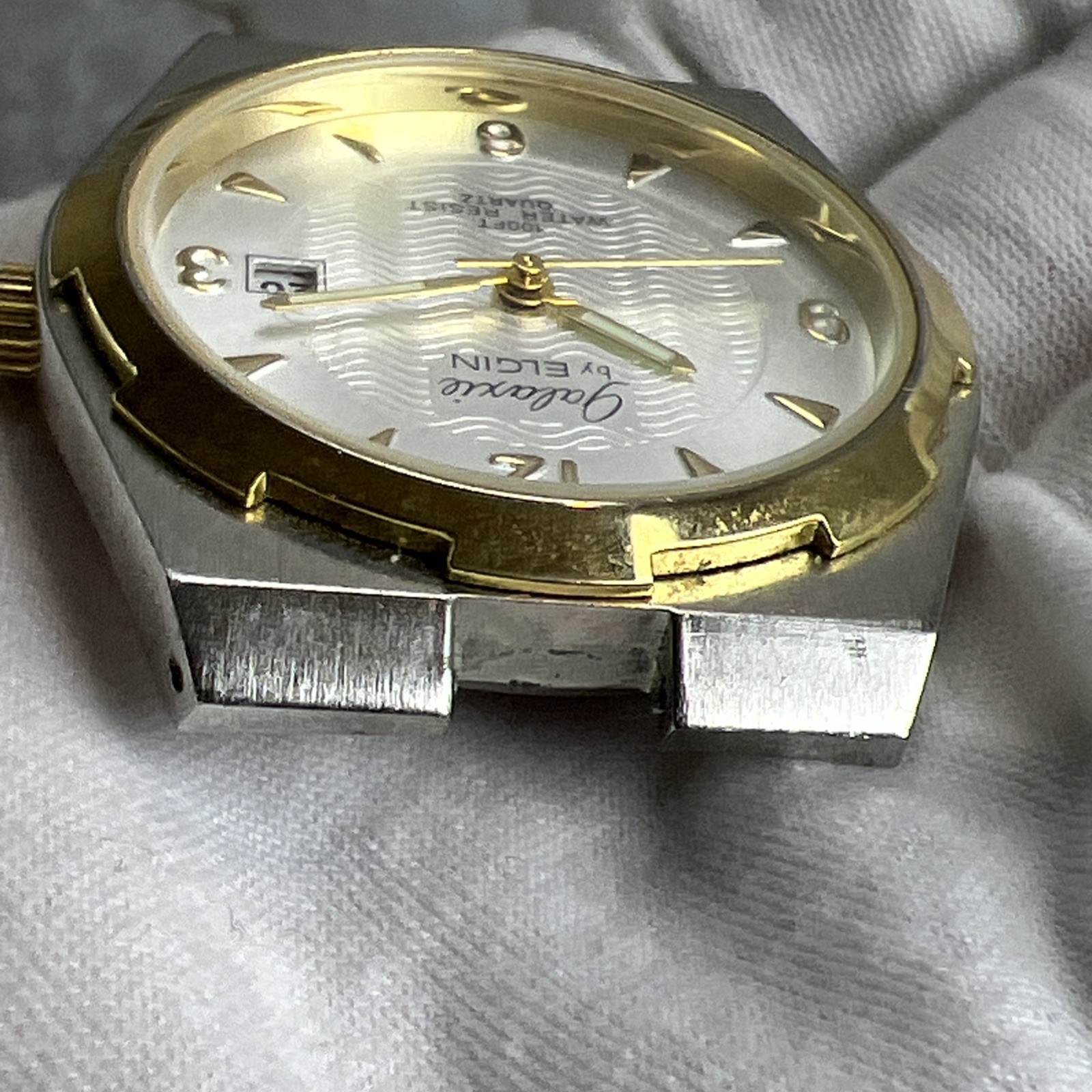 Vintage Galaxie by Elgin Watch Gold/Silver Tone Works NEEDS BATTERY – NO BAND