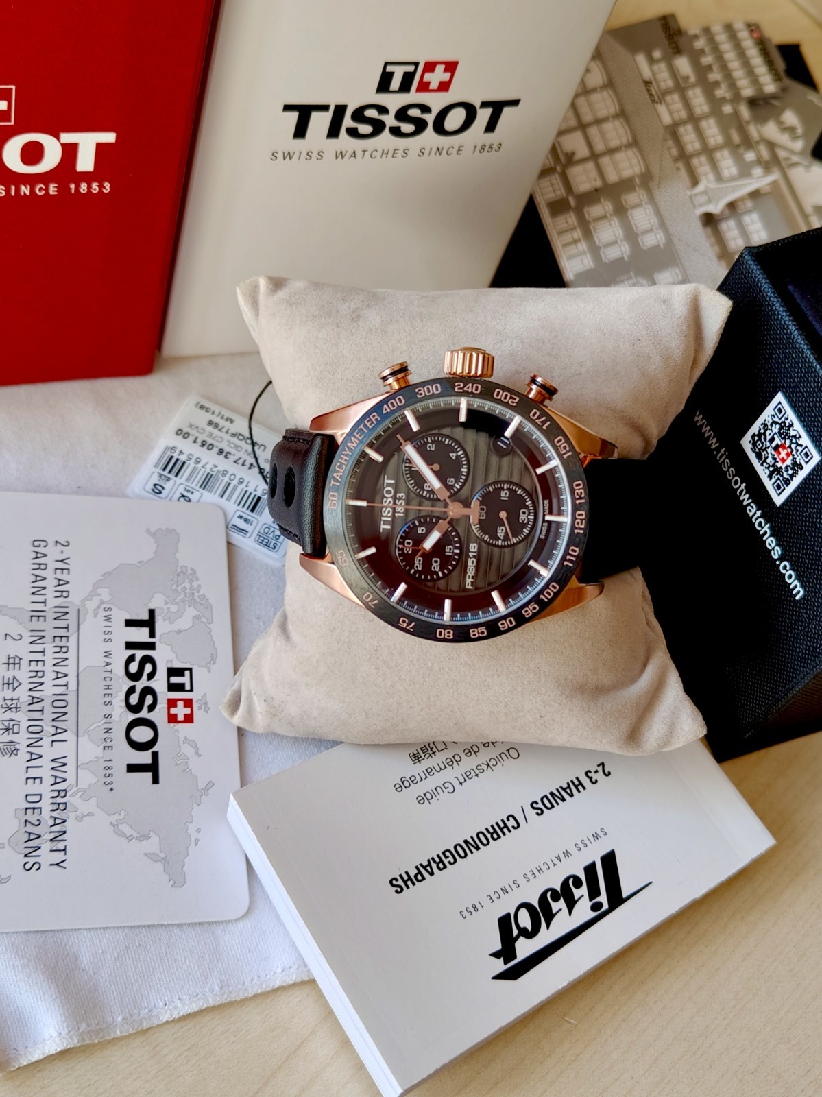 Tissot PRS516 Motorsport Racing Steel Chronograph Men’s Watch Black & Gold Dial