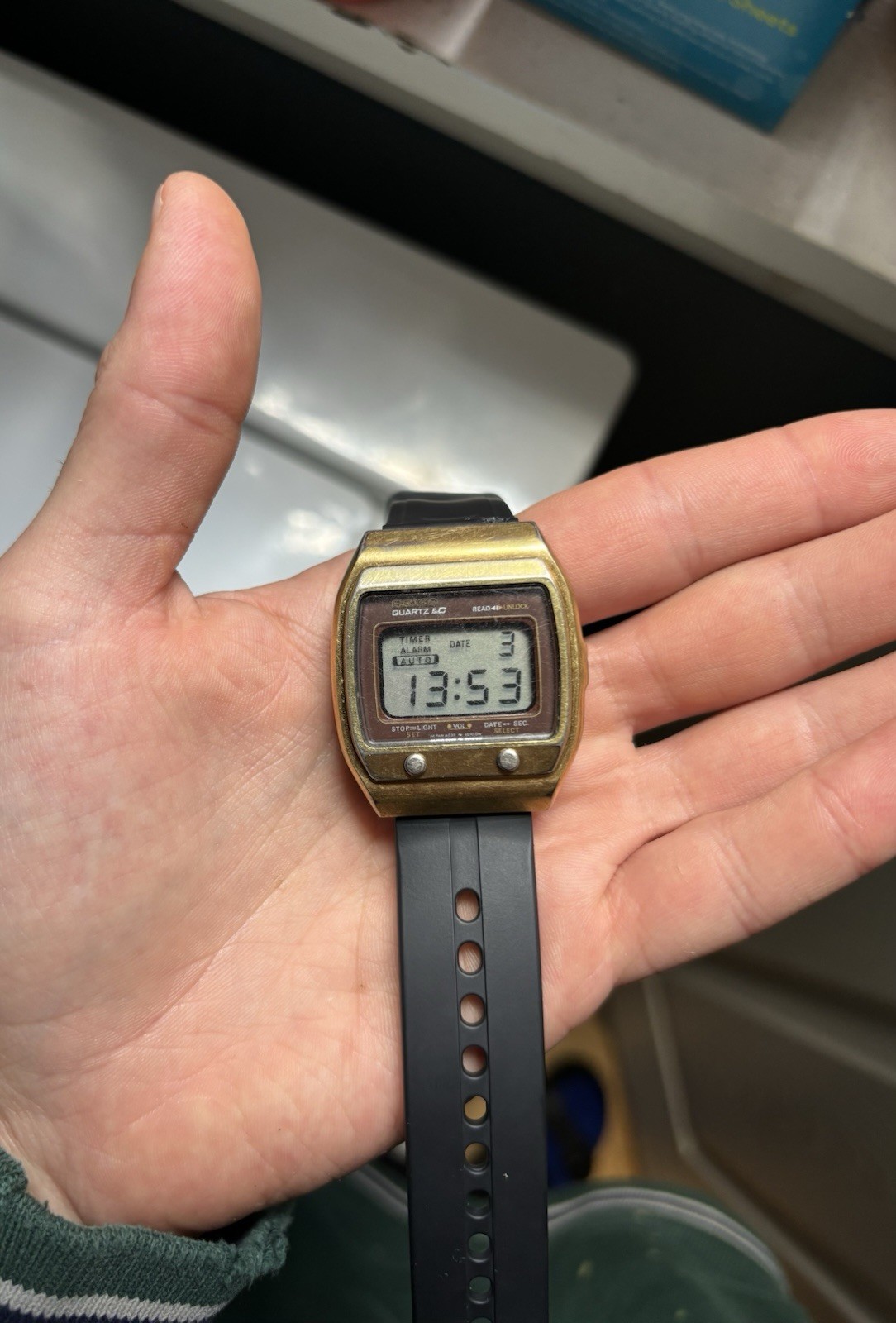 Vintage Seiko Quartz LC A039-5019 Men’s Digital Watch Gold Tone Wrist Watch