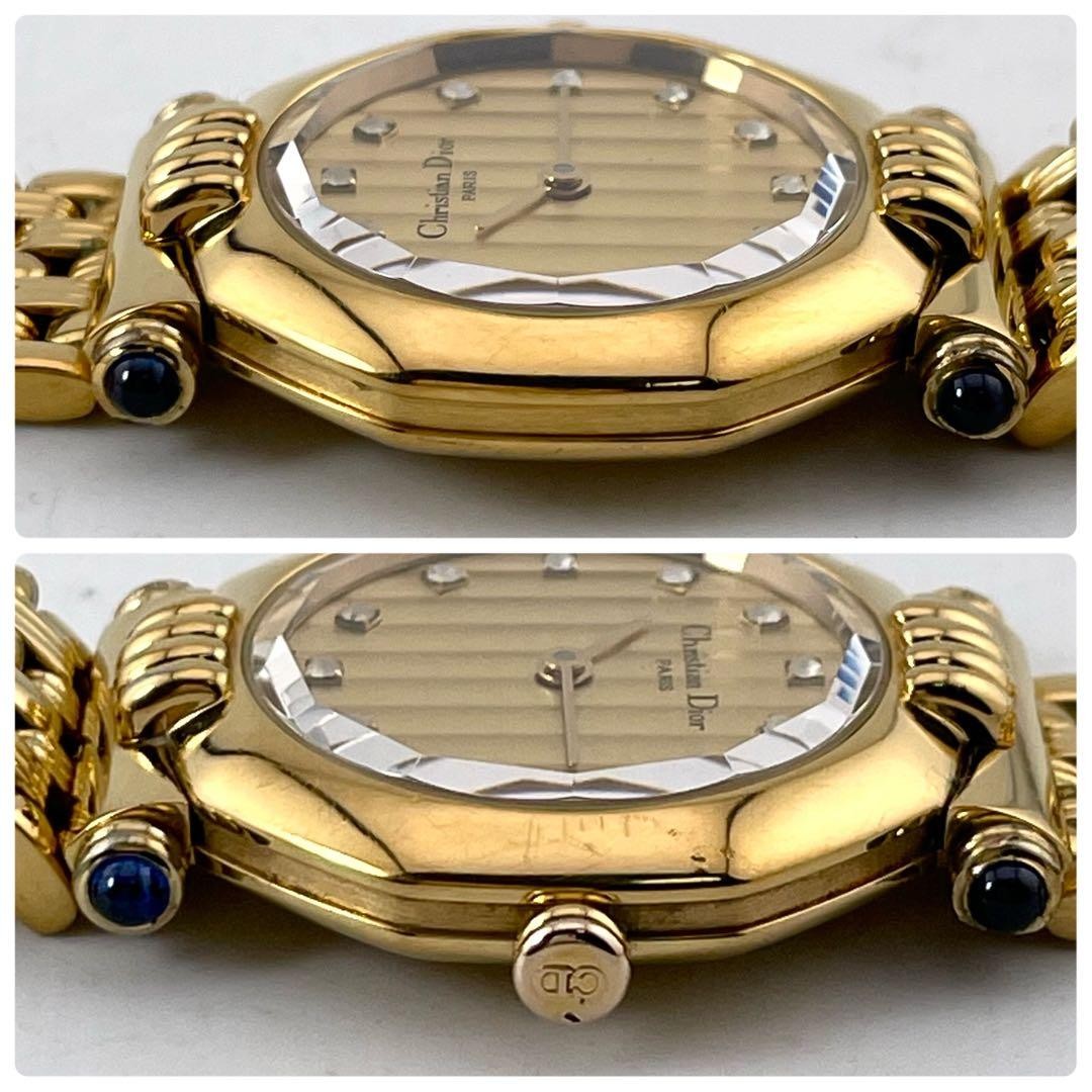 Christian Dior Octagon 12P Diamond Gold Quartz Watch Japan Vintage 0713141