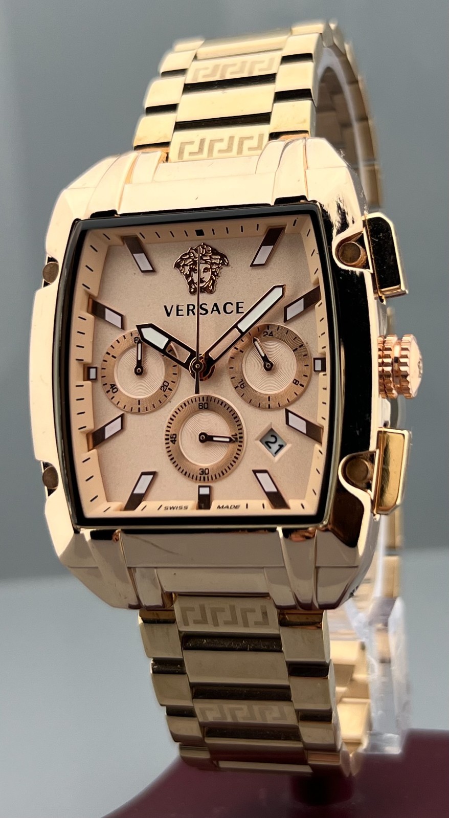 Vintage Men’s Versace Dominus Chrono Quartz Cream Dial Rose-Gold Plated Watch