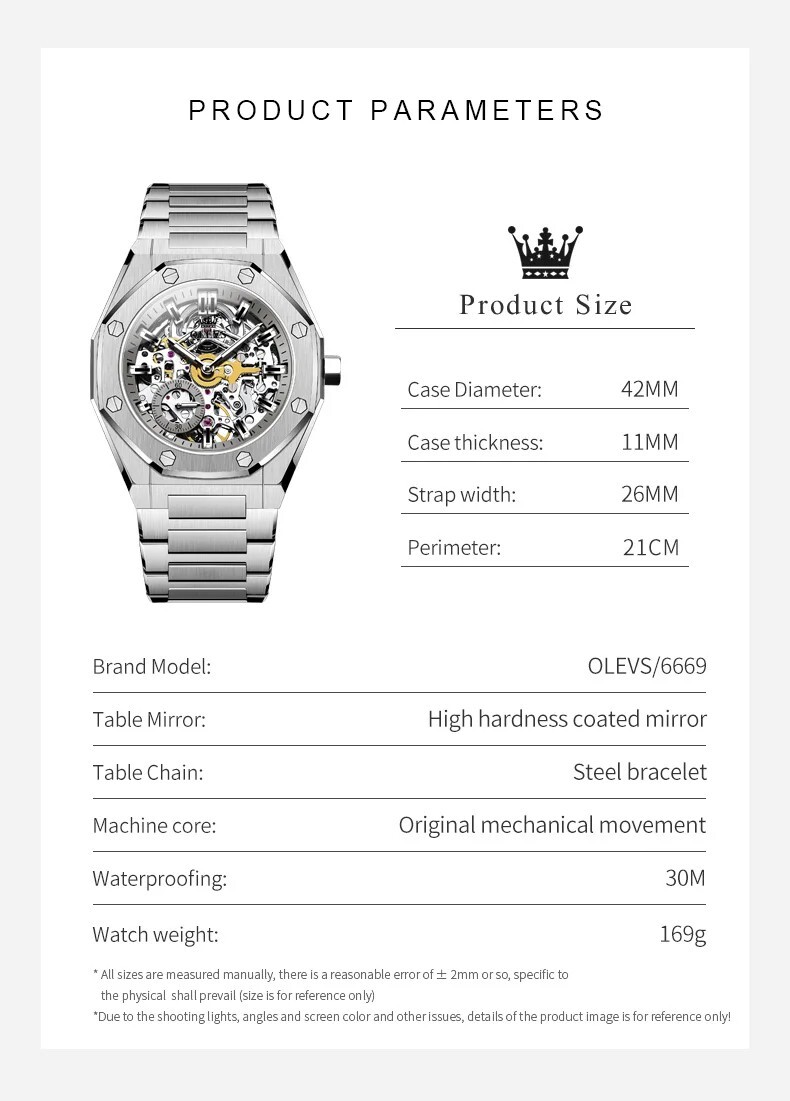 Automatic Mechanical Waterproof Luxury OLEVS Watch Men Skeleton Men’s Strap