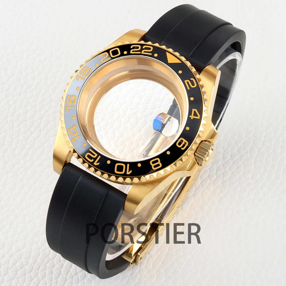 Gold Watch Case Stainless stee 40mm for Sub Gmt NH34 NH35 NH36 Automatic moveme