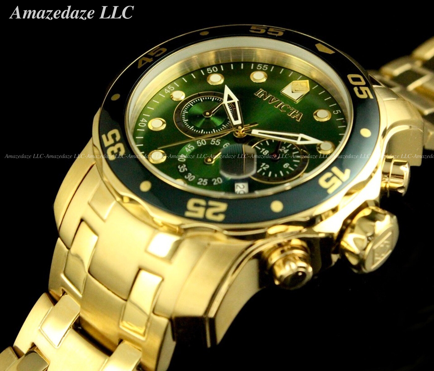 NEW Invicta Men 48mm Pro Diver Scuba Chronograph Stainless St. GREEN DIAL Watch