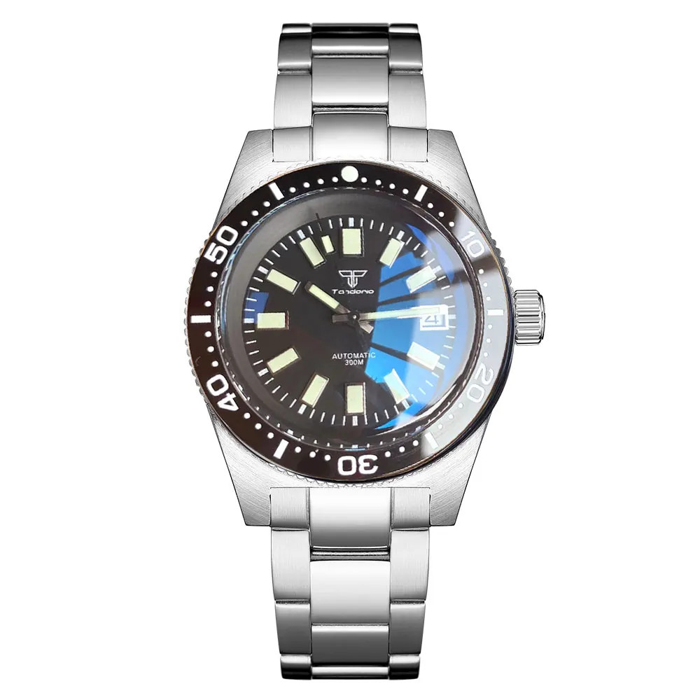 Tandorio 41mm 62MAS 30ATM Black Automatic Men Watches For Japan NH35/Miyota 8215