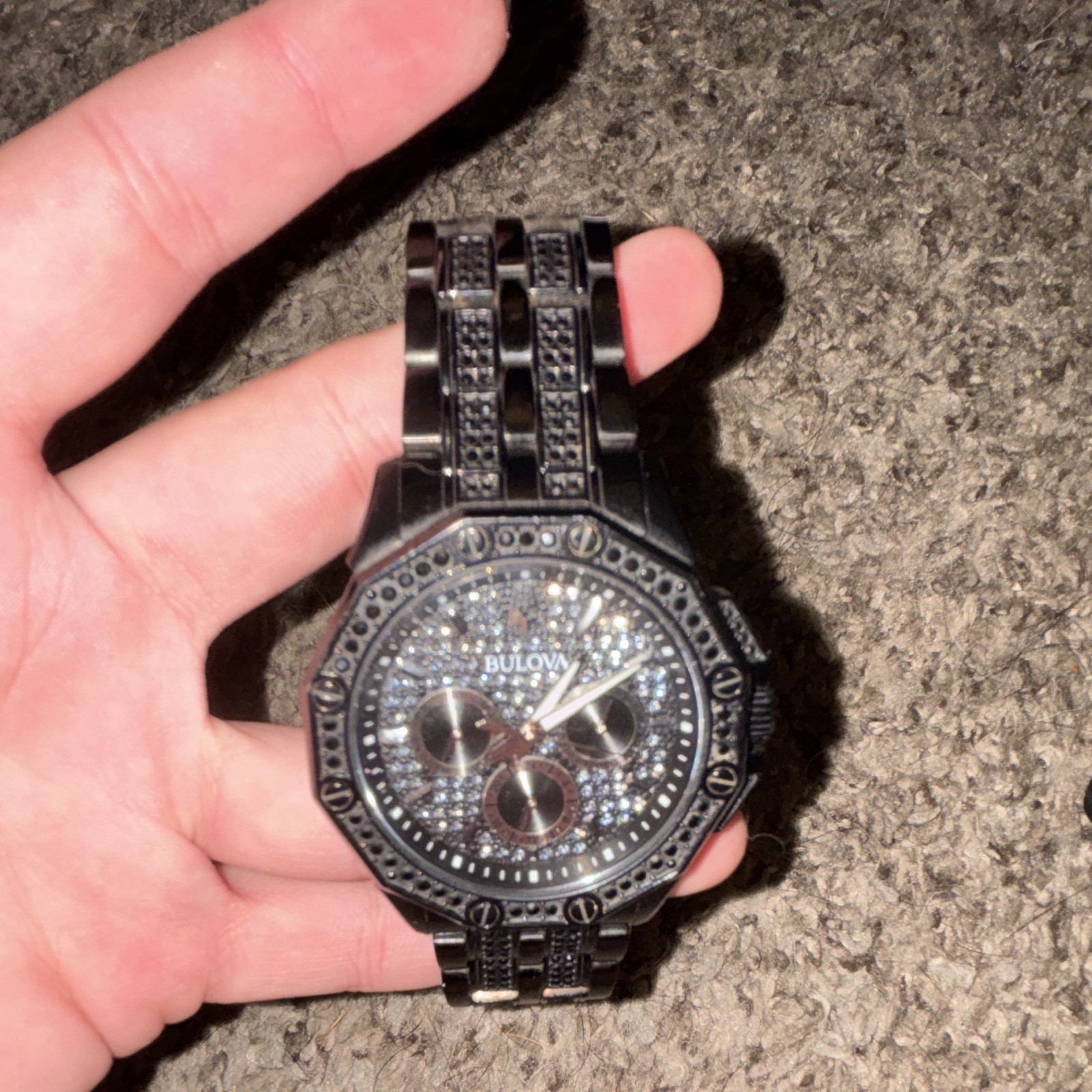 Bulova Octava Men’s Chronograph Quartz Black SS Bracelet Analog 45mm 30m
