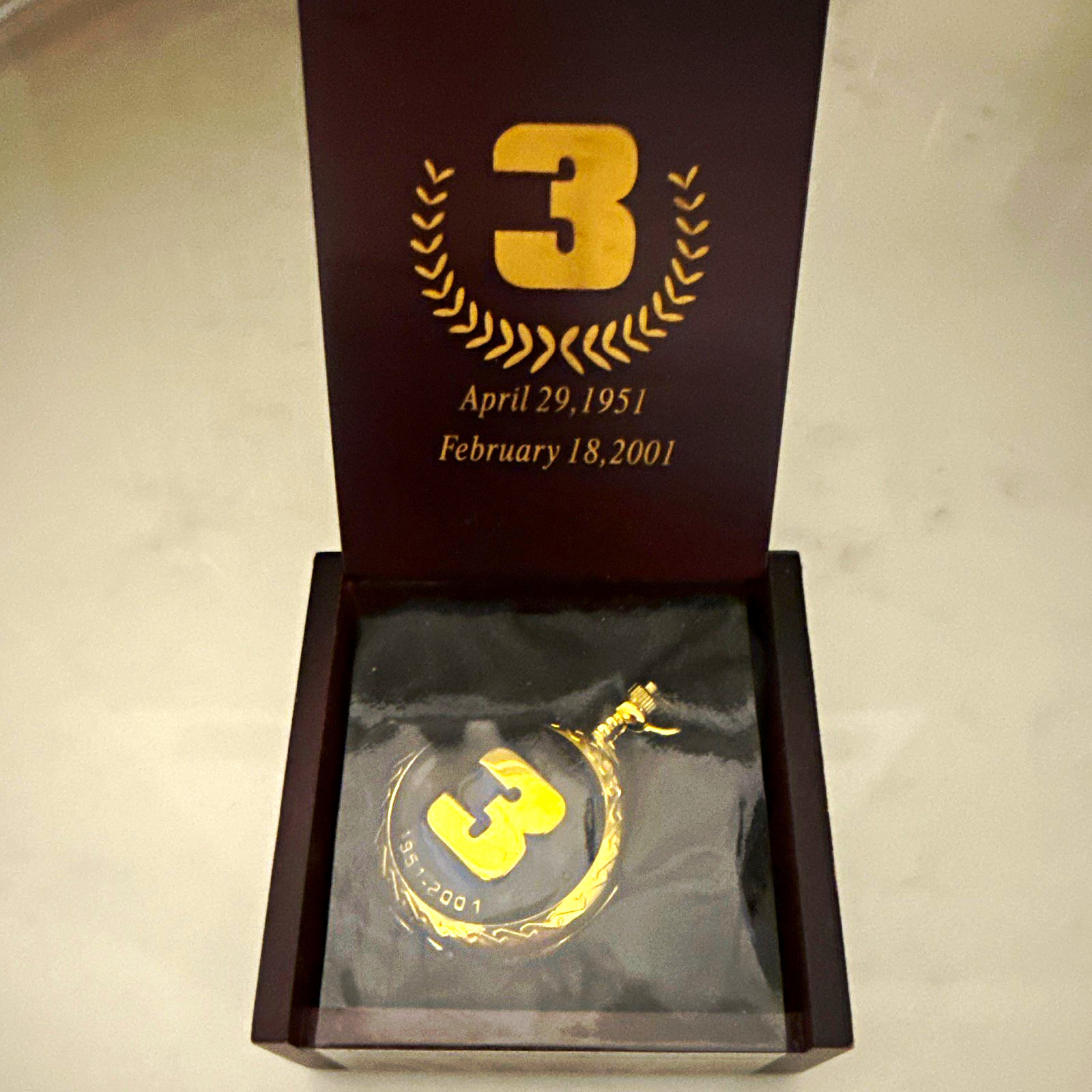 Dale Earnhardt Sr Quartz Pocket Watch Gold Tone w/ Chain in Box still sealed