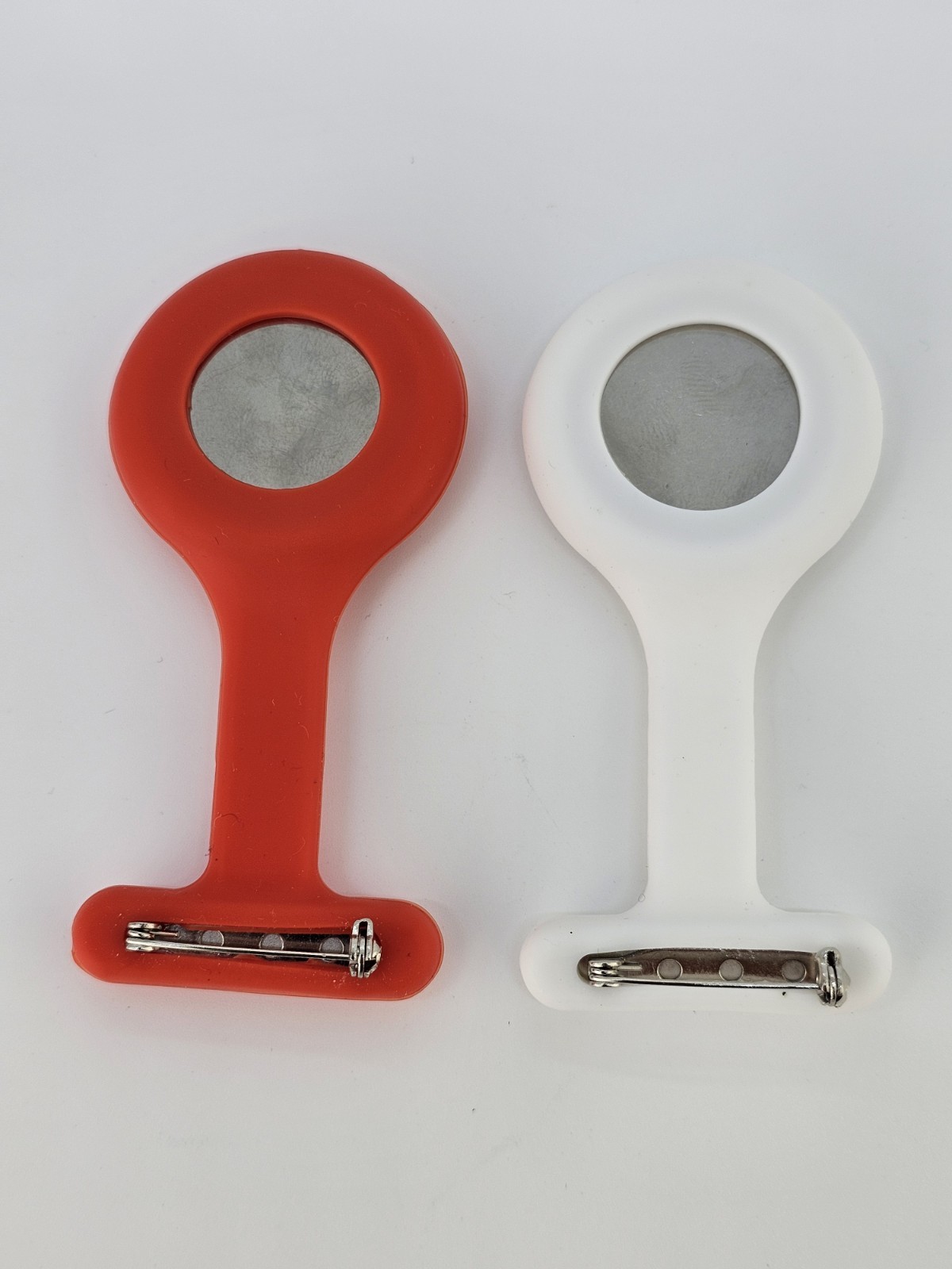 2X Nurse Watch White Red Silicone Nurse Watch Brooch Tunic Fob Watch New Battery