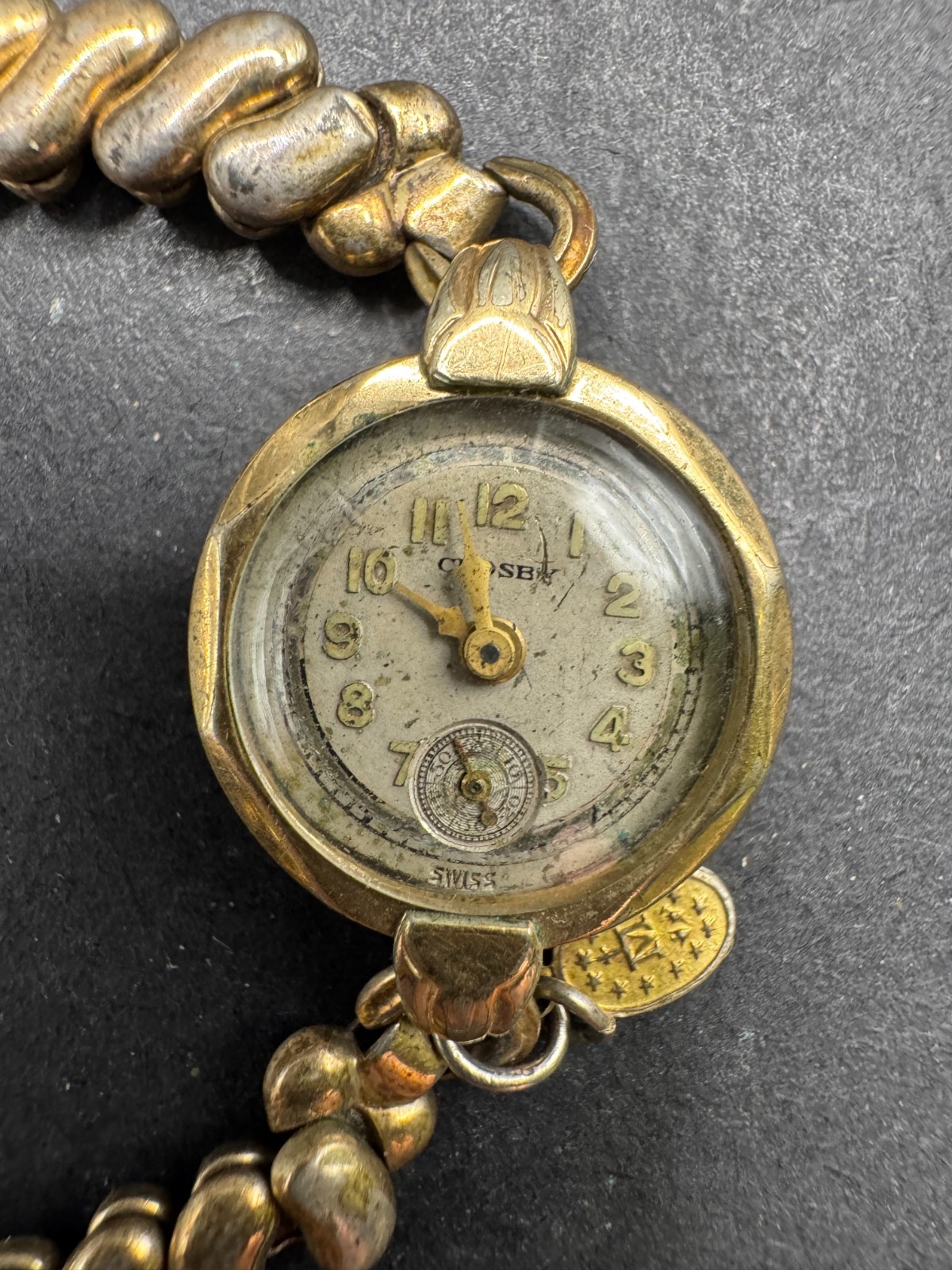 Vintage Crosby Swiss Ladies Bracelet Watch Art Deco Style 1/20 10k GF Band