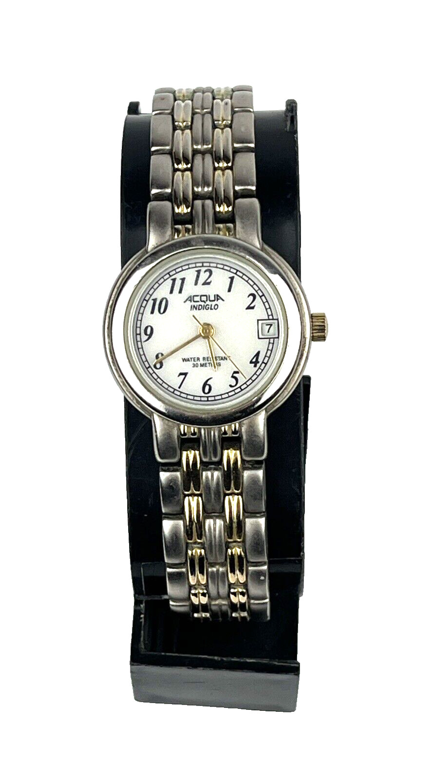 Timex Acqua Indiglo Watch Women’s Two Tone Bracelet Band Date New Battery Runs
