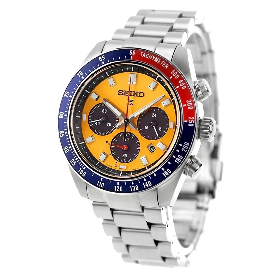 Seiko Prospex Speedtimer SSC947 Solar Orange Dial Date Display Chronograph Watch