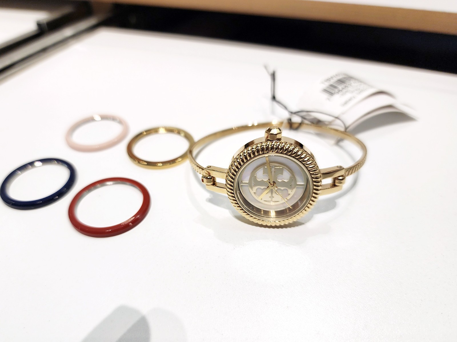 Tory Burch Gigi Small Gold Bangle Watch Gift Set Interchangeable Bezels TBW2100