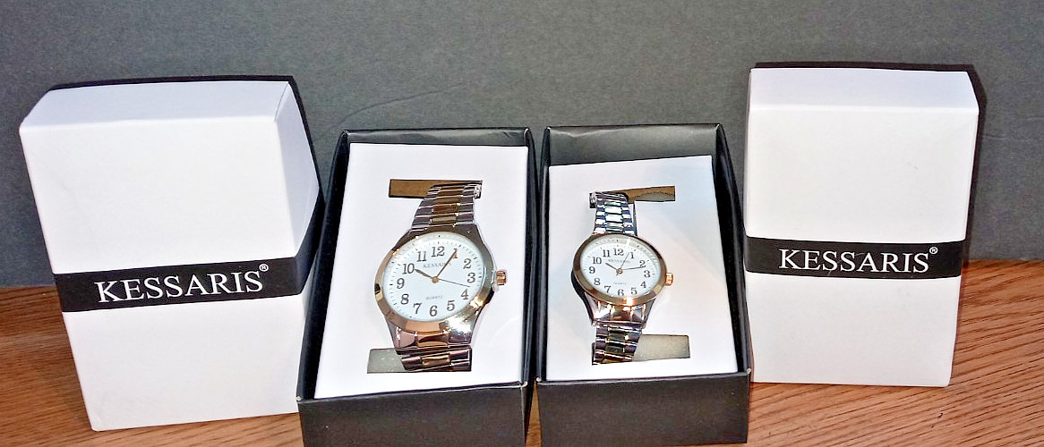 Kessaris Collecion Men’s & Women’s Matching Watch Set Gold and Silver (NEW)