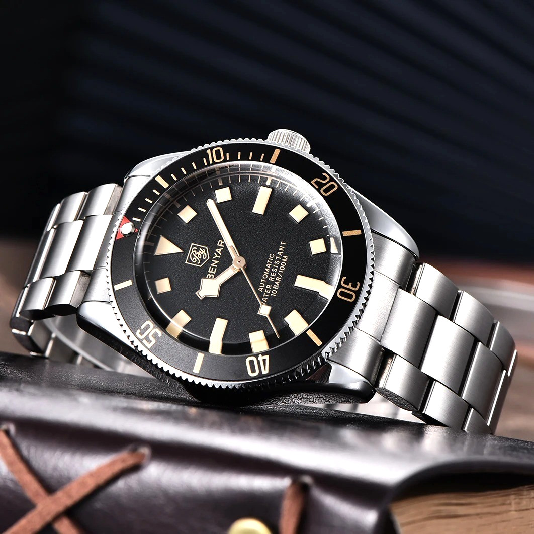 40MM BENYAR Automatic Men’s Watch 100M Waterproof Stainless Steel Luminous NEW