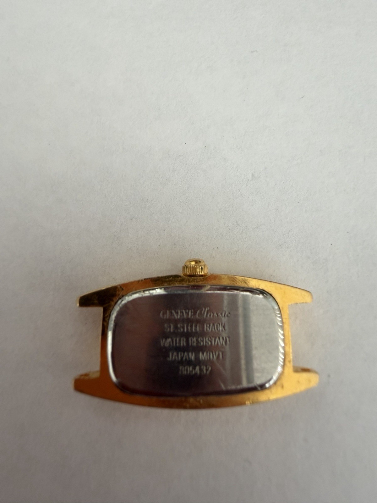 Geneve Vintage Classic Quartz Gold Tone Rectangle Black Dial Watch Head Only