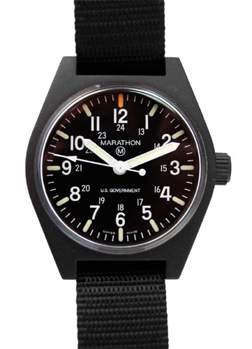 MARATHON 34mm Black US GOVERNMENT General Purpose Quartz (GPQ) Military Watch