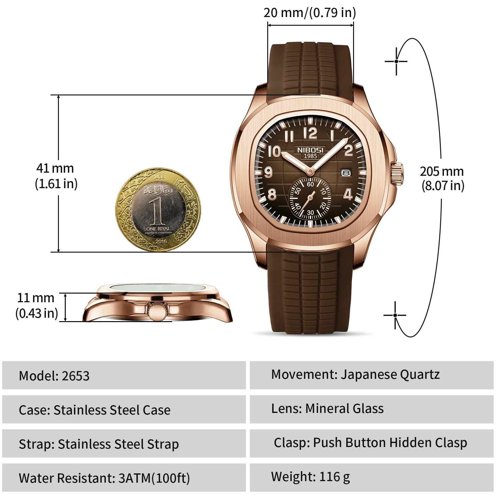 AQUANAUT Mens Luxury Quartz Watch Waterproof Luminous Auto Date Stainless Steel
