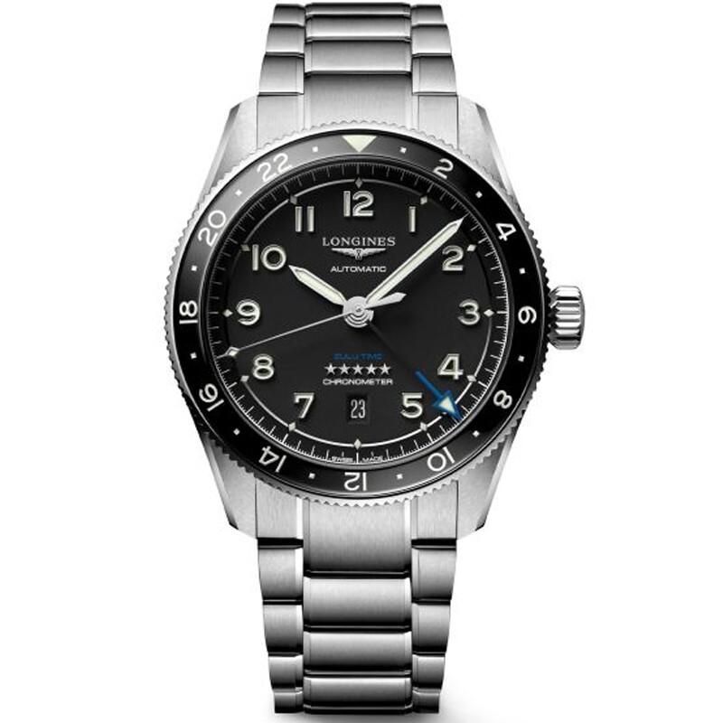 NEW Longines Spirit Zulu Time 42mm Black Dial Steel Men’s Watch L38124536